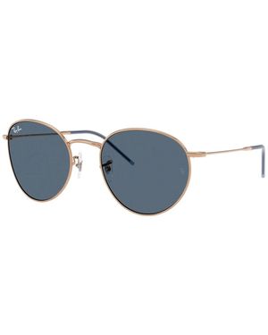 Ray-Ban Ronde Reverse Zonnebril Gouden Montuur Blauwe Lenzen
