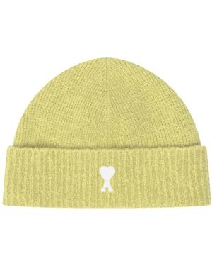 Ami Paris Hart Beanie Muts - Geel