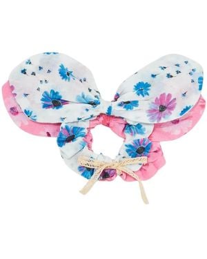 LoveShackFancy Accessoires ,Veelkleurig ,Katoen Kleurrijke Haar Elastieken 2-Pack Bloemen - Blauw