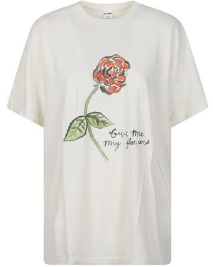 RE/DONE Tops ,Wit ,Katoen Boyfriend Flowers T-Shirt