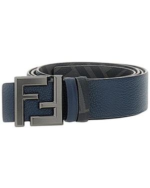 Fendi Accessoires ,Blauw ,Katoen Squared Ff Belt - Zwart