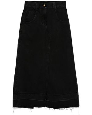 Palm Angels Langer Denim-Rock Mit Schlitz - Schwarz