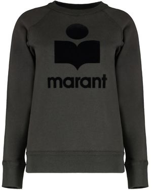 Isabel Marant Fluweel Logo Sweatshirt Geribbelde Randen - Zwart