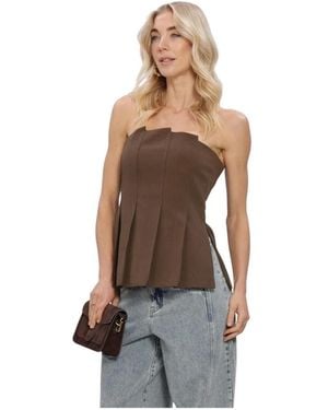 Gestuz Tops ,Bruin ,Polyester Gzstacy Pleat Corsage