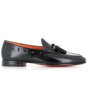 Santoni Schoenen ,Zwart ,Leer Tassel Loafer