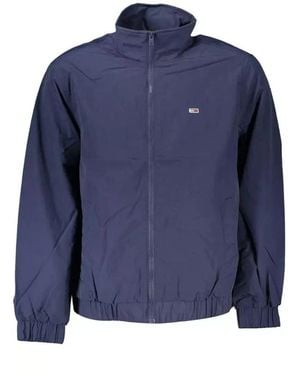 Tommy Hilfiger Blaue nylon-sportjacke mit logo