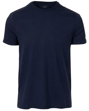 Fay Tops ,Zwart ,Katoen T-Shirt Met Ronde Hals - Blauw