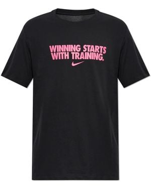 Nike Fitness ,Zwart ,Katoen Winning Graphic T-Shirt
