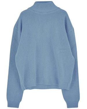 Rick Owens Virgin wool rollkragen strickware - Blau