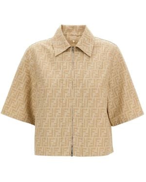 Fendi Chambray Cropped Denim Jacket - Naturel
