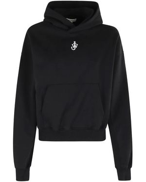 JW Anderson Schwarzer Anchor-Stickerei Cropped Hoodie