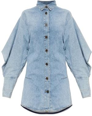 The Attico Kleedjes ,Blauw ,Denim Denim Jurk Met Zakken