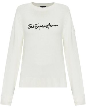EA7 Round-Neck Knitwear - Bianco