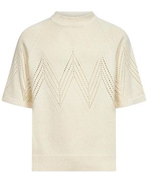 Jil Sander Truien & Vesten ,Katoen Katoenen Pointelle T-Shirt - Naturel