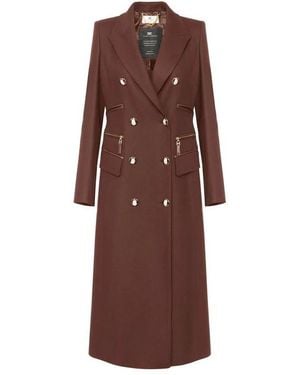 Elisabetta Franchi Double-Breasted Coats - Brown