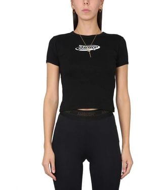 Ambush Tops ,Zwart ,Logo Graphic Cropped T-Shirt