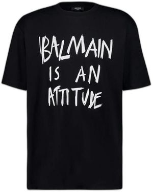 Balmain Attitude Print T-Shirt - Zwart