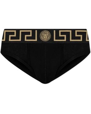Versace Ondergoed ,Zwart ,Katoen Katoenen Slip Met Logo