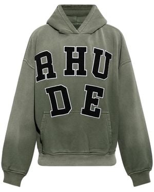 Rhude Hoodies & Sweatvesten ,Groen ,Katoen Chenille Patch Logo Hoodie