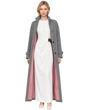 Kocca Kleedjes ,Wit ,Mouwloze Jurk Met Gedrapeerde Taille En Gespceintuur - Roze
