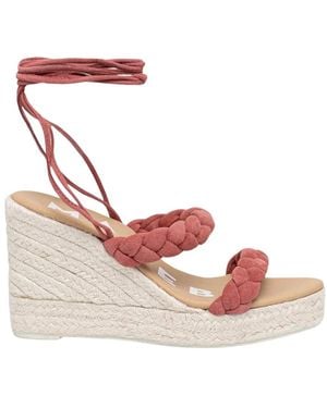 Manebí Zweifarbige Keilabsatz-Espadrilles Mit Geflochtenen Riemen - Pink
