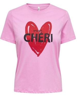 ONLY Tops ,Roze ,Katoen Valentine Life Topbox Tee