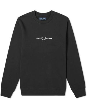 Fred Perry Hoodies & Sweatvesten ,Zwart ,Katoen Hooded Sweatshirt