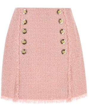Balmain Korte Rok Van Tweed Met Pailletten - Roze