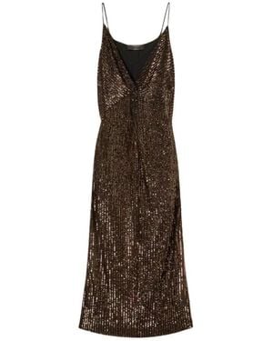 Twinset Kleedjes ,Bruin ,Polyester Sequin Lange Jurk