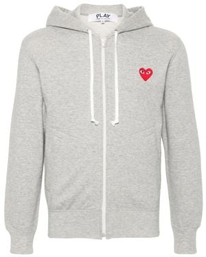 COMME DES GARÇONS PLAY Full-Zip Hoodie Met Hartlogo - Grijs