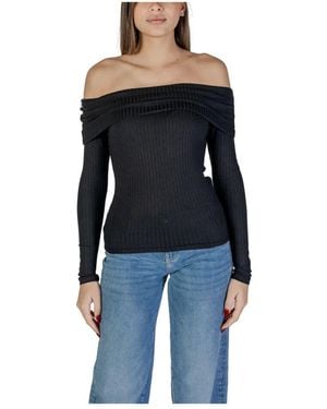 Jacqueline De Yong Schwarzes bootshals strickoberteil