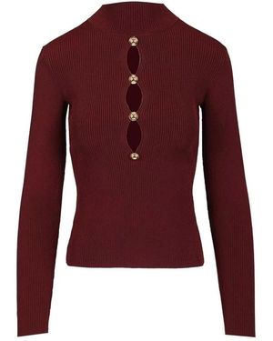 Self-Portrait Keyhole Knit Top - Paars