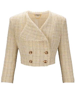 Elisabetta Franchi Jassen ,Geel ,Tweed Tweed Jassen - Wit