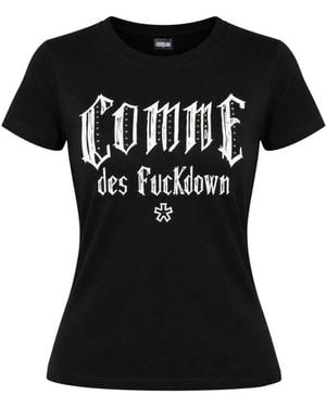 Comme Des Fuckdown Tops ,Zwart ,Katoen T-Shirt Met Ronde Hals