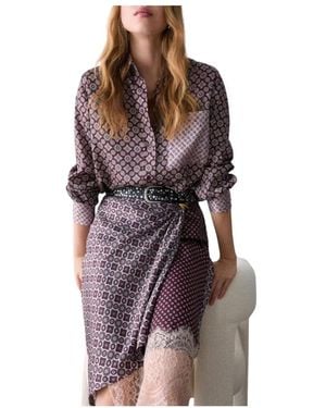 Liu Jo Overhemden ,Veelkleurig ,Printed Twill Blouse - Bruin