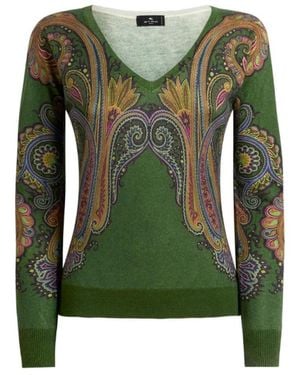 Etro V-Neck Knitwear - Verde
