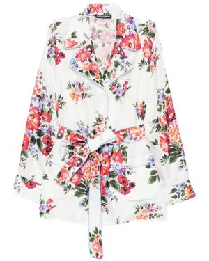 Dolce & Gabbana Flower Print Silk Shirt - Wit