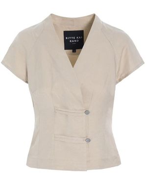 Bitte Kai Rand Blouse Met Korte Mouwen En Banddetail - Naturel
