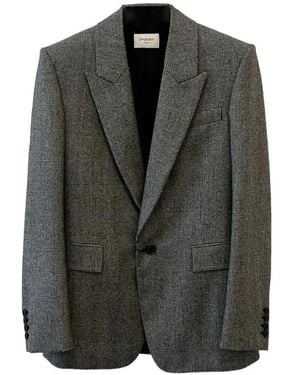 Saint Laurent Checked Single-Breasted Blazer - Black