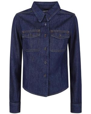 Dries Van Noten Denim Overhemd Met Dubbele Borstzakken - Blauw