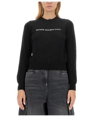 Palm Angels Round-Neck Knitwear - Negro