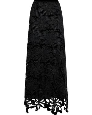 Roberto Cavalli Langer Rock Mit Floraler Spitze - Schwarz