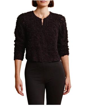 byTiMo Jassen ,Zwart ,Vintage Georgette Jas Met Ruffles