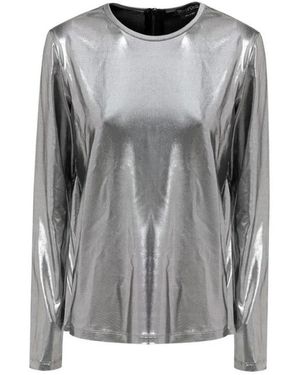 Tom Ford Silber Metallic Langarm Top - Grau