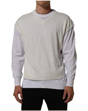 Dolce & Gabbana Crewneck Gelaagde Pullover Trui - Grijs