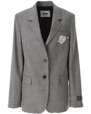 MSGM Graue wolljacke mit strassherz