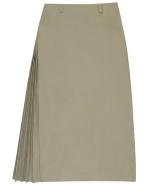 Incotex Plissé Midi Rok Met Zijsplit - Groen