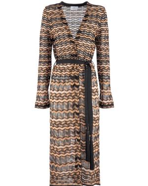 Nenette Lang Gebreid Vest - Naturel