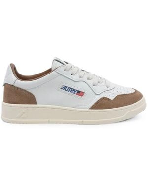 Autry Medalist Low Leder- Und Wildleder-Sneaker - Weiß