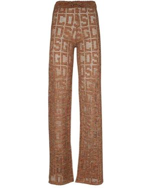 Gcds Broeken ,Oranje ,Polyester Metallic Elastische Gebreide Broek - Bruin
